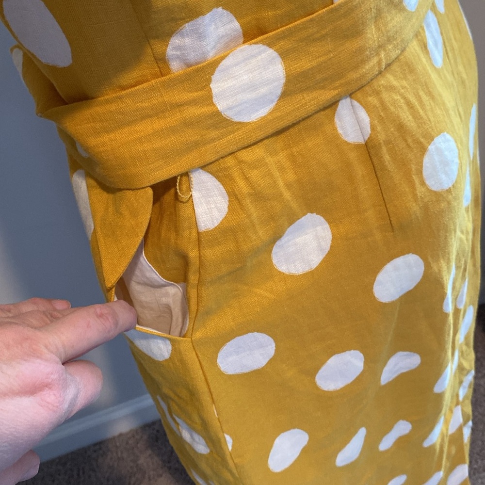Boden Hazel Belted Linen Polka Dot Dress - Picture 5 of 8
